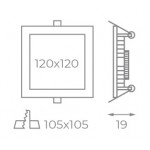 Downlight panel LED Cuadrado 120x120mm Blanco 6W 